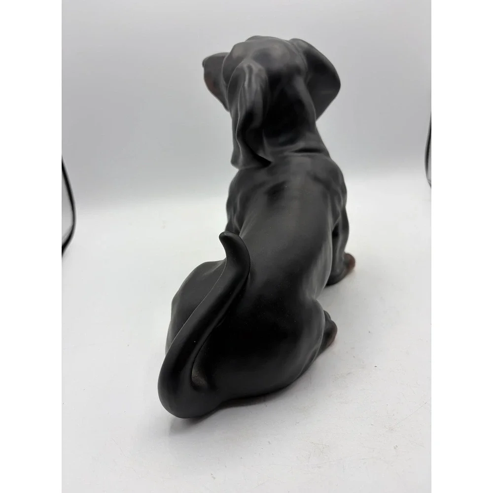 Vintage Dachshund Dog Figurine Black Matte Statue 11